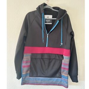 Aperture Bonded Fleece Hooded Half-Zip Anorak Jacket‎ Colorblock Striped Size S